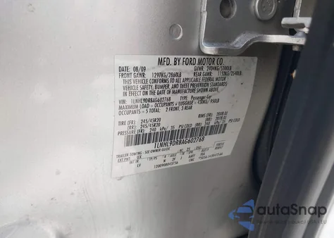 2010 Lincoln Mks из США, поврежденный, VIN 1LNHL9DR8AG602768